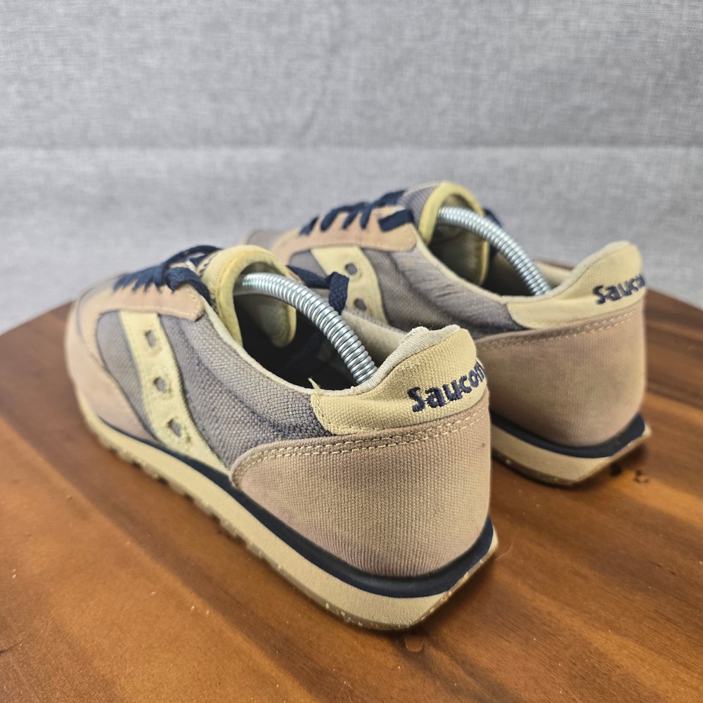 Saucony Jazz Low Pro Mens 10.5 Tan Grey Navy Textile Running Shoes 60687 - Picture 8 of 13